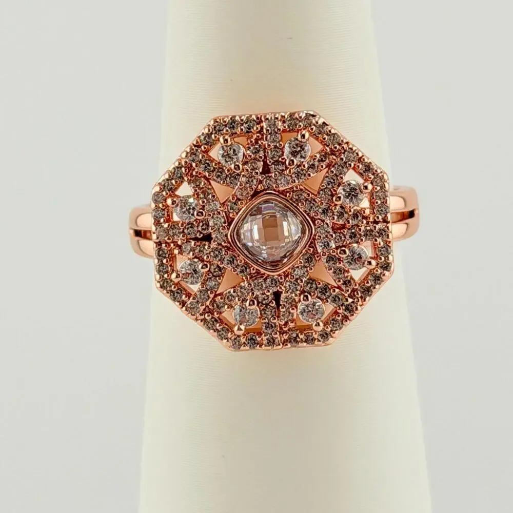 Bomb Party March 2026 Ring Sz 8 "The Jasmine Ring" Aquamarine Rose Gold - Picture 3 of 6